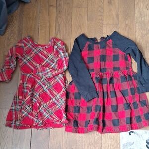 2 Plaid Long Sleeve Kids Dresses - Red and Black & H&M Long Sleeves Top